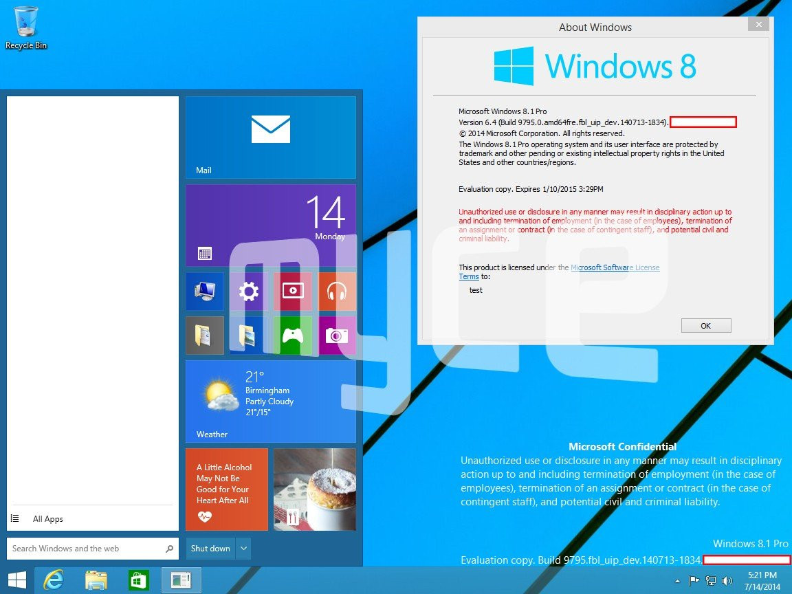 Windows 9 Threshold: Διέρρευσαν νέα screenshots με το Start Menu και το Windows mode