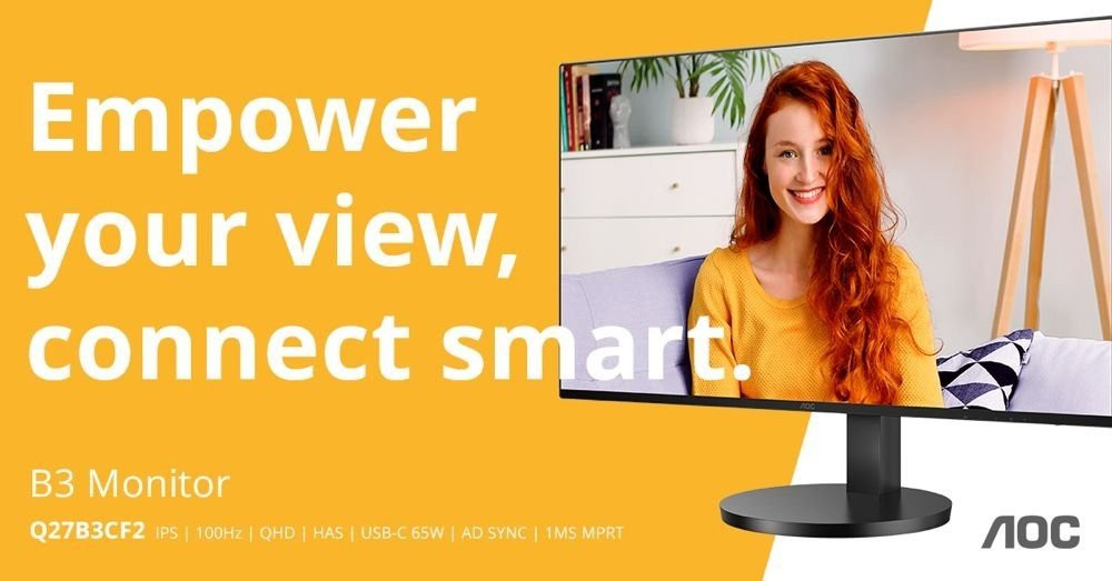 AOC Q27B3CF2: Νέα οθόνη QHD για μέγιστη παραγωγικότητα σε σπίτι και γραφείο