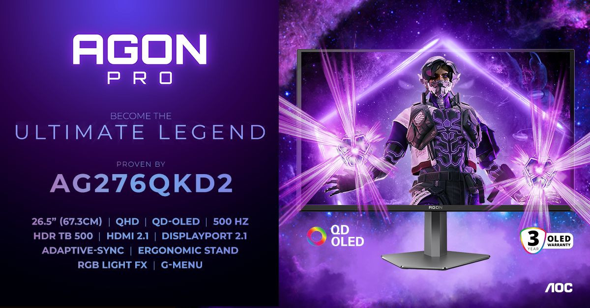 AGON PRO AG276QKD2: Δεν χρειάζεται να διαλέξεις - 500Hz Ταχύτητα, QD-OLED Ομορφιά!