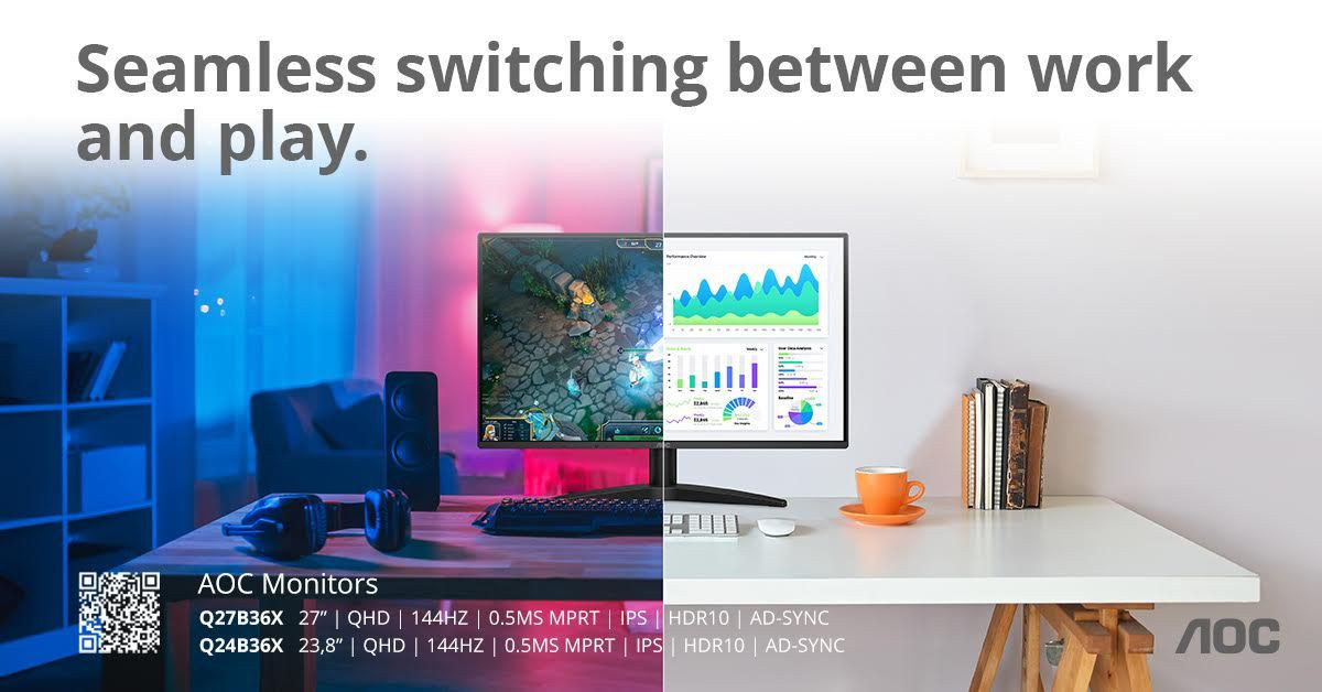 AOC Q24B36X και Q27B36X: Οθόνες QHD για υψηλή απόδοση στην εργασία και ομαλή εμπειρία στο παιχνίδι
