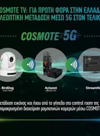 COSMOTE TV: Για πρώτη φορά ζωντανή τηλεοπτική μετάδοση μέσω 5G στον τελικό Κυπέλλου image