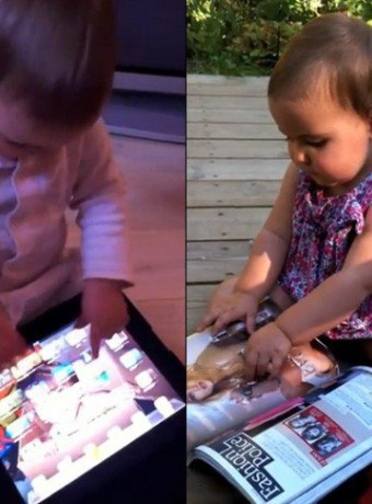 Μωρό μπερδεύει περιοδικό με ...iPad [Video] image