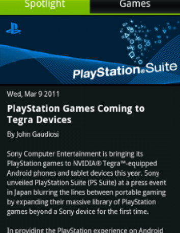 PlayStation Suite σε όλα τα Android smartphones με επεξεργαστή Nvidia Tegra 2! image