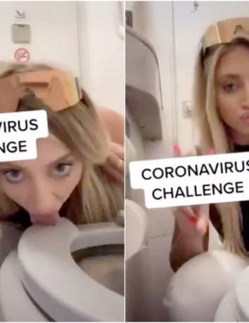 Influencer γλύφει καπάκι τουαλέτας αεροπλάνου για το «coronavirus challenge»... image