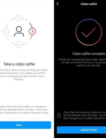 Instagram: Πιστοποίηση λογαριασμού με video selfie image