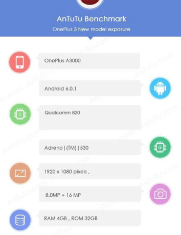 OnePlus 3: Πρώτα τεχνικά χαρακτηριστικά από το AnTuTu benchmark image