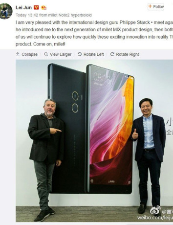 Xiaomi Mi MIX II: Ξεκίνησε ο σχεδιασμός του από τον Philippe Starck με οθόνη που θα καλύπτει το 93% της πρόσοψης image