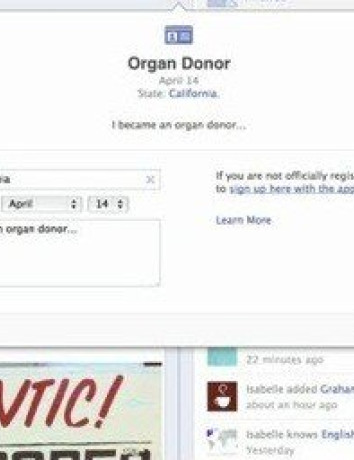 Νέα πρωτοβουλία της Facebook: μοιραστείτε ότι είστε δωρητής οργάνων στο Timeline image