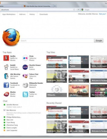Νέα homepage στον Mozilla Firefox 12, ενσωμάτωση εφαρμογών και chat αργότερα! image