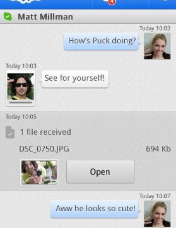 Skype 2.6 για Android με υποστήριξη αποστολής φωτογραφιών και video image