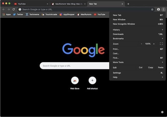 Dark mode στον Chrome browser για Mac από αρχές του 2019