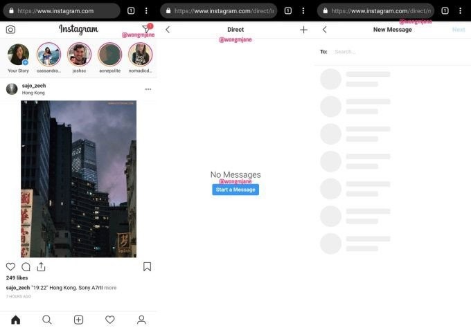 Instagram: Δοκιμή της λειτουργίας messaging και στη web έκδοση της εφαρμογής