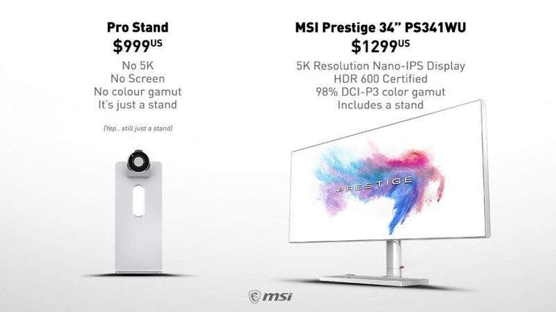 Η MSI κοροϊδεύει την Apple για την περίφημη βάση που κοστίζει $999