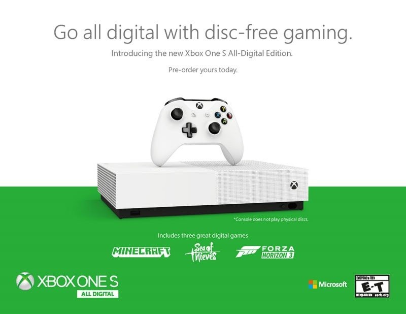 Xbox One S All-Digital Edition: Επίσημα η πρώτη disc-less έκδοση με τρία προεγκατεστημένα παιχνίδια