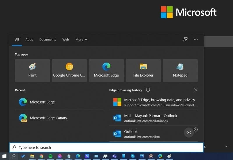 Windows Search: Θα εμφανίζει πληροφορίες από ανοικτές καρτέλες και το ιστορικό του Microsoft Edge browser