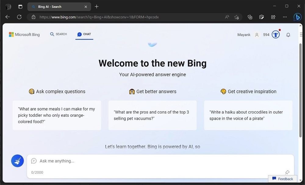 Bing Chat: Δοκιμάζεται στον Safari και στον Chrome browser