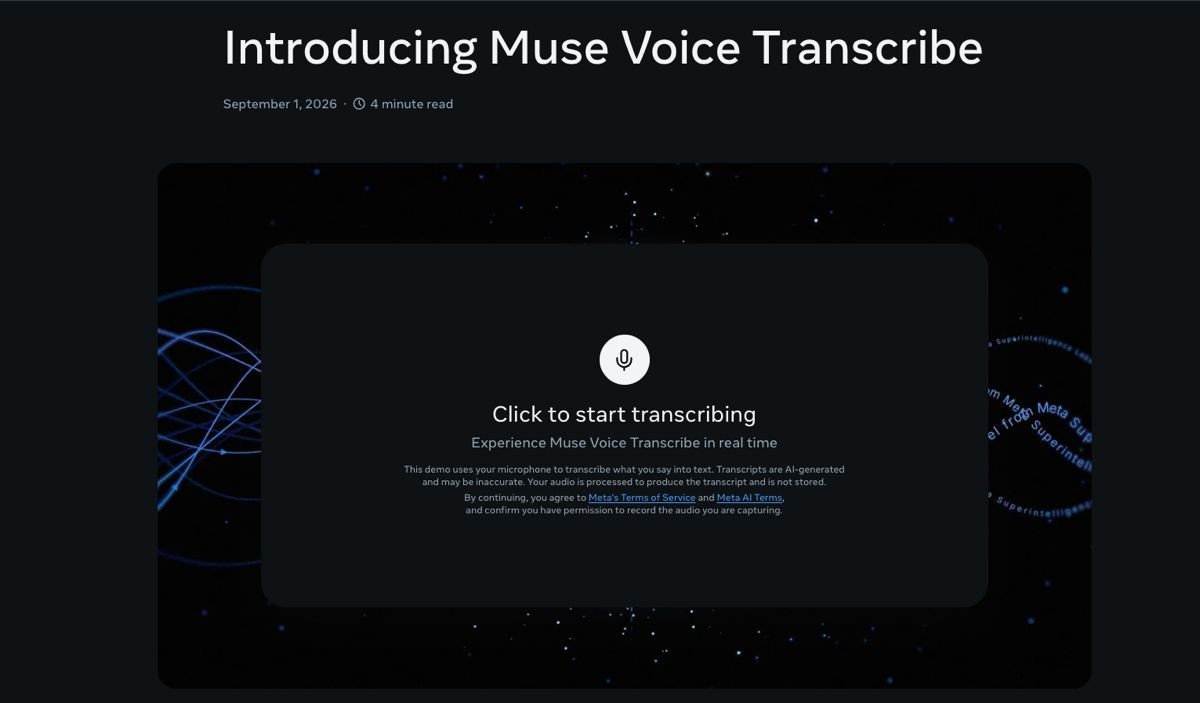 Meta Muse Voice Transcribe: Ζωντανή απομαγνητοφώνηση για περισσότερους από 20 ταυτόχρονους ομιλητές