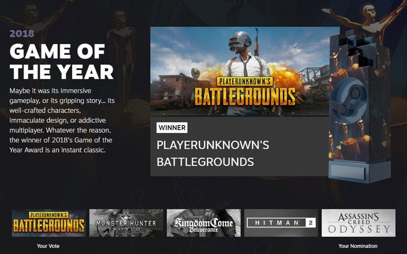 Steam Awards 2018: Κορυφαίο παιχνίδι της χρονιάς το PUBG! image