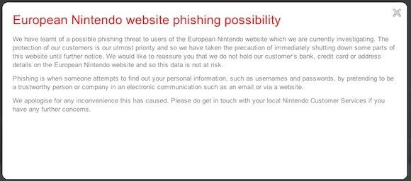 Κλειστές αρκετές ιστοσελίδες της Nintendo Europe λόγω επίθεσης phishing! image