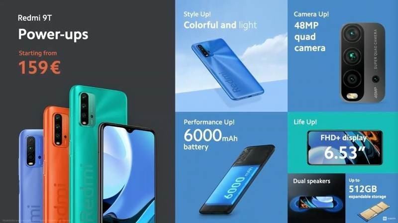 Redmi 9T: Επίσημα με οθόνη 6.53'' FHD+, τετραπλή κάμερα, μπαταρία 6000mAh και τιμή από €159 image