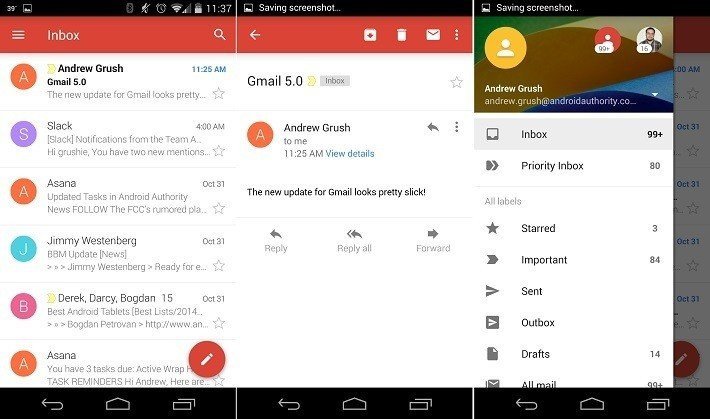Gmail 5.0 για Android: Κατέβασε τη νέα έκδοση (Material Design, υποστήριξη λογαριασμών άλλων υπηρεσιών) από τώρα [Link] image