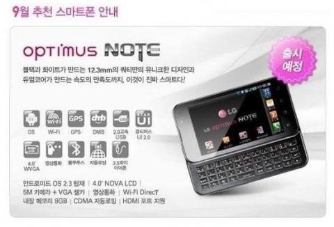 LG Optimus Note με οθόνη 4'' και συρόμενο πληκτρολόγιο QWERTY image